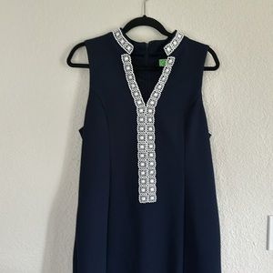 Pappagallo Navy Dress with White Lace Trim